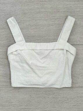 Abercrombie & Fitch White Square-Neck Crop Tank